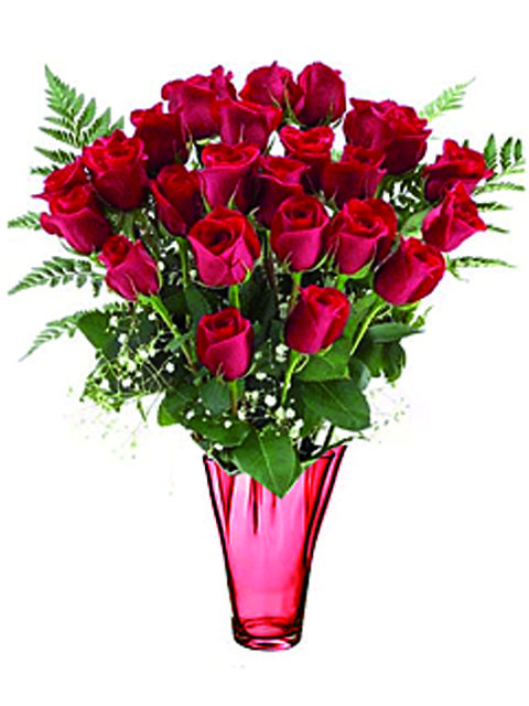 24 rose rosse a stelo lungo
