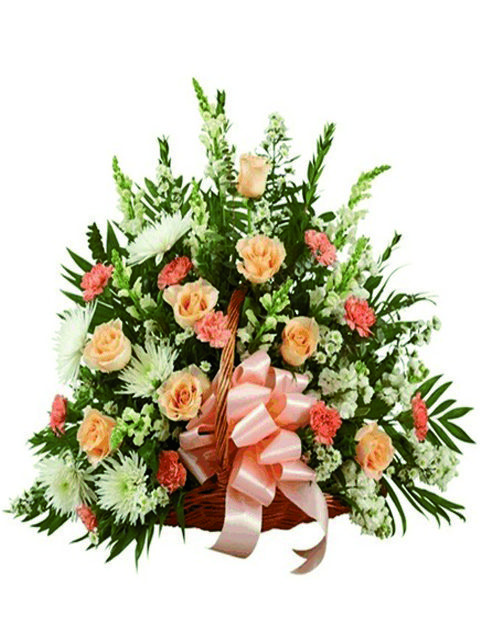 cesto funebre di fiori misti