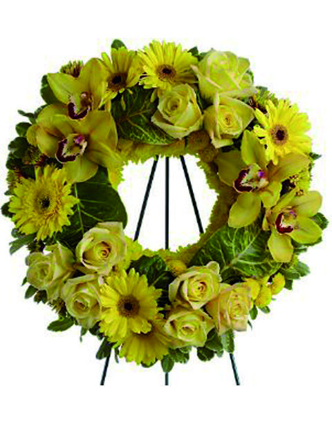 corona funebre di orchidee e rose