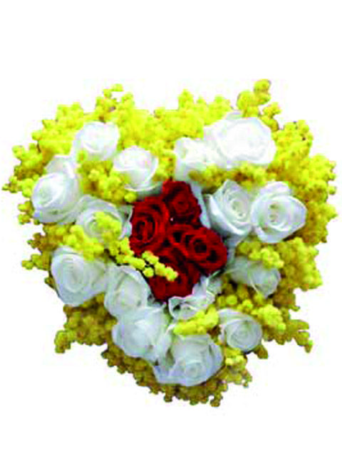 cuore di rose e mimosa