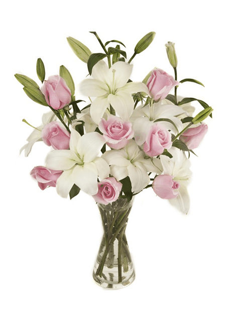 gigli bianchi e rose rosa