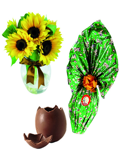 uovo al cioccolato con 3 girasoli